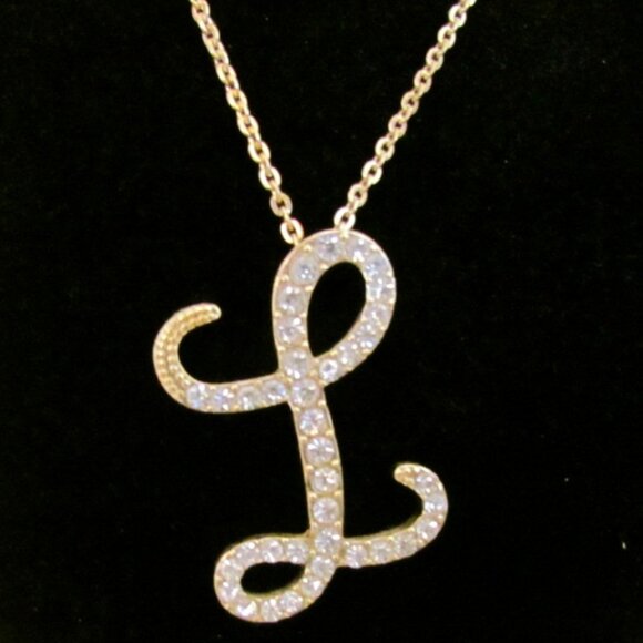 INITIAL "L" NECKLACE, ROCKABILLY 1950s STYLE RETRO PENDANT, 8.5"-10" CHAIN - Picture 1 of 4